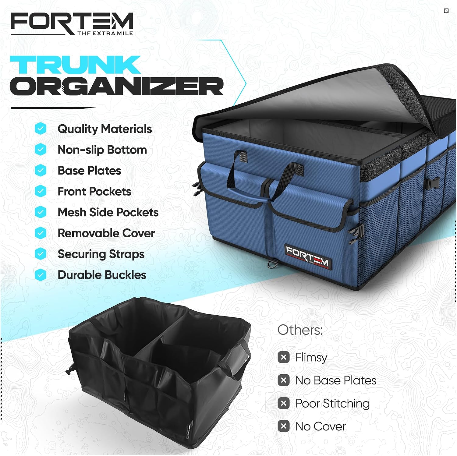 Thumbnail 6 de FORTEM Car Boot Organiser Storage – Sturdy, collapsible multi-compartment organiser for the boot