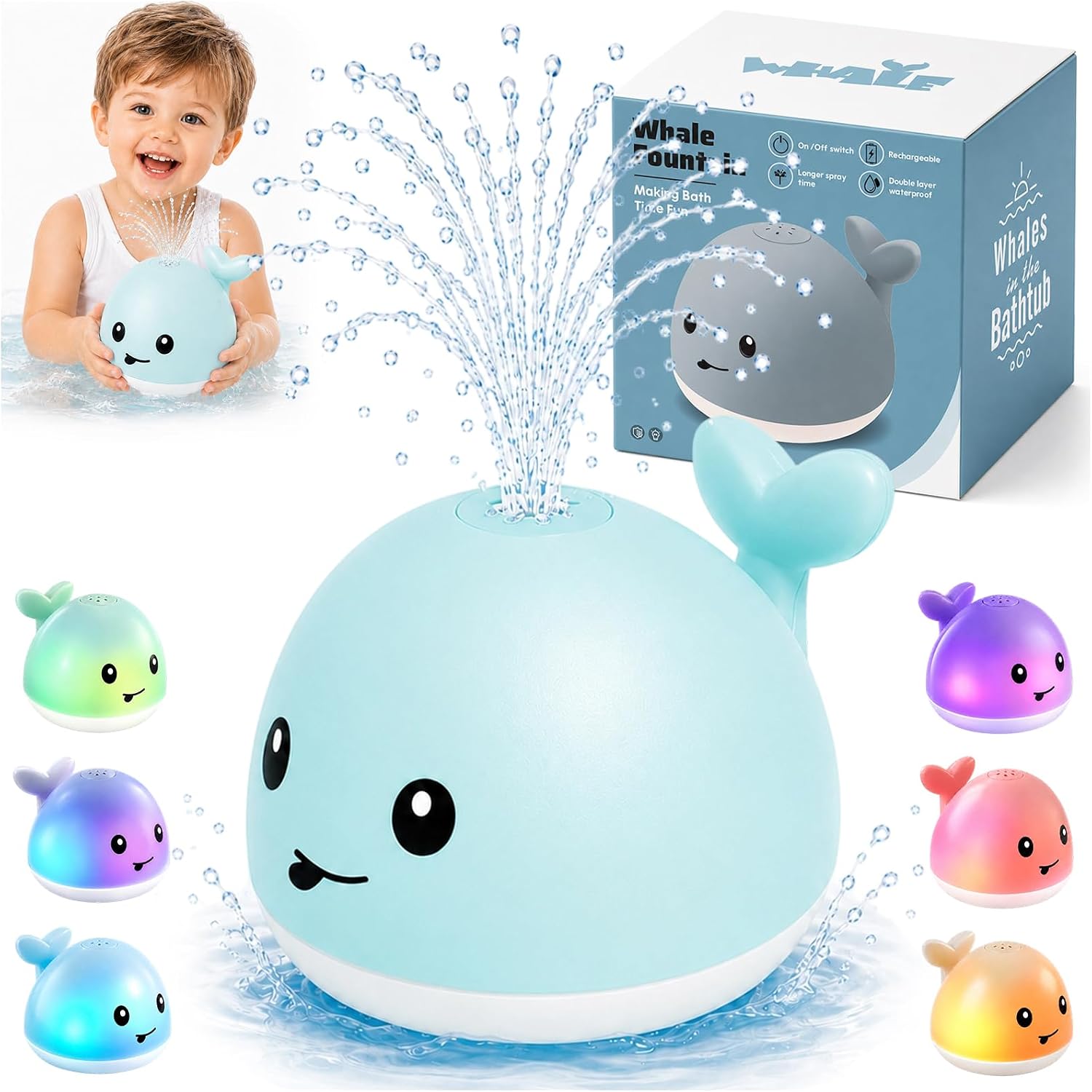 Detalle de Gigilli Light-Up Whale Bath Toy