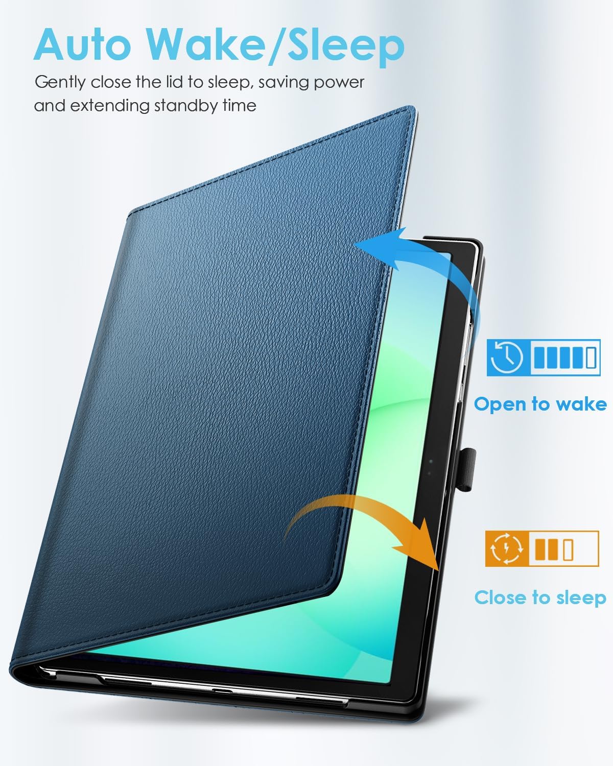 Detalle de TiMOVO Drehbare Hülle für Samsung Galaxy Tab A11+/A11 Plus 11 Zoll 2025 — Denim Blau, 90° Stand, Auto Sleep/Wake