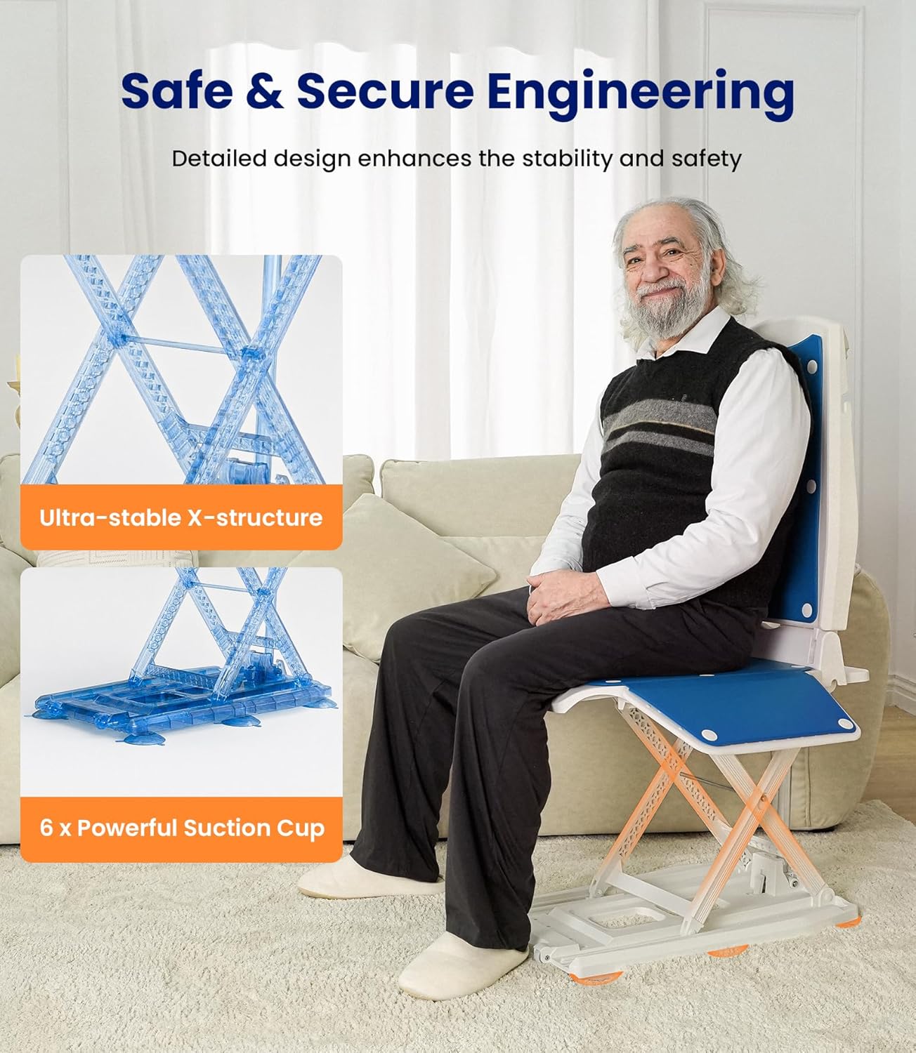 Detalle de VOCIC Upgrade Electric Chair Lift with Wheels (AX10) — Portable, No Assembly, Supports 300 LBS