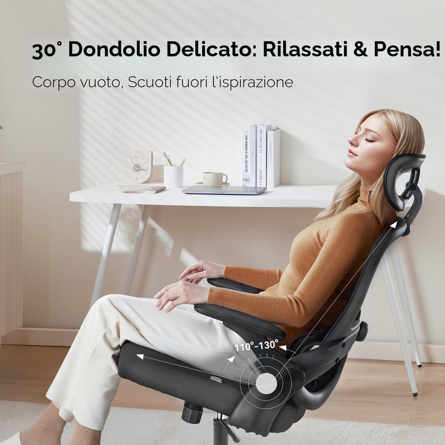 Detalle 2 de SIHOO M102C sedia ergonomica da ufficio con supporto lombare