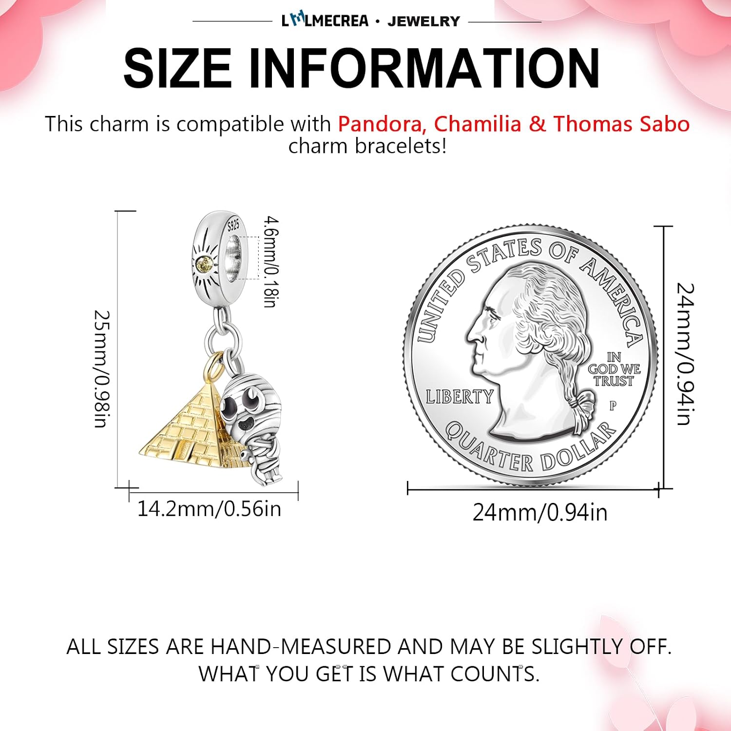 Detalle de LMLMECREA Charms Anhänger aus 925 Sterling Silber – Reise-Charm für europäische Armbänder