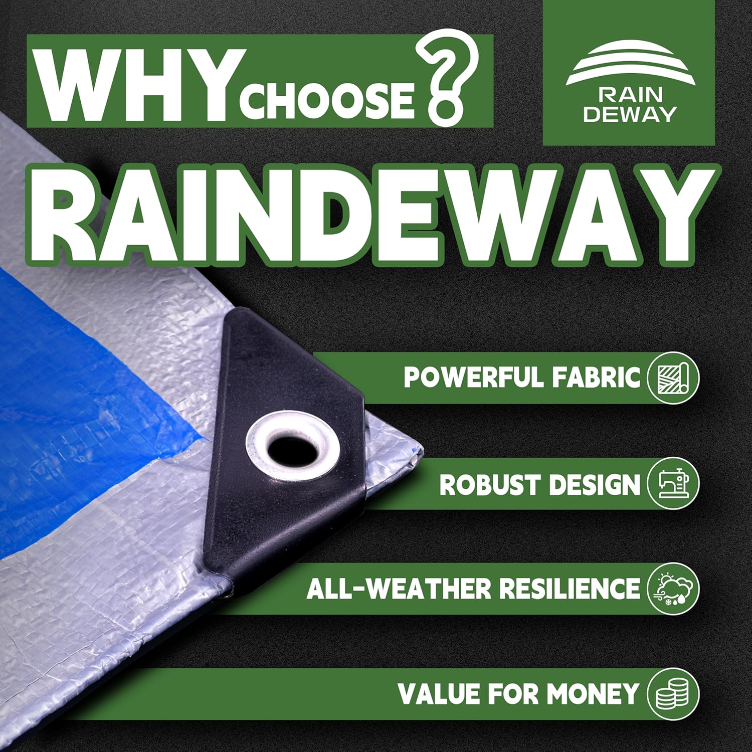 Detalle 2 de RAINDEWAY Tarps 8x10 ft 5 Pack 5.5 Mil