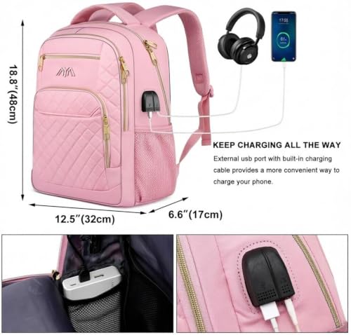 Detalle 2 de YAMTION School Backpack for Girls and Women: 35L Laptop Backpack with USB Port (15.6")