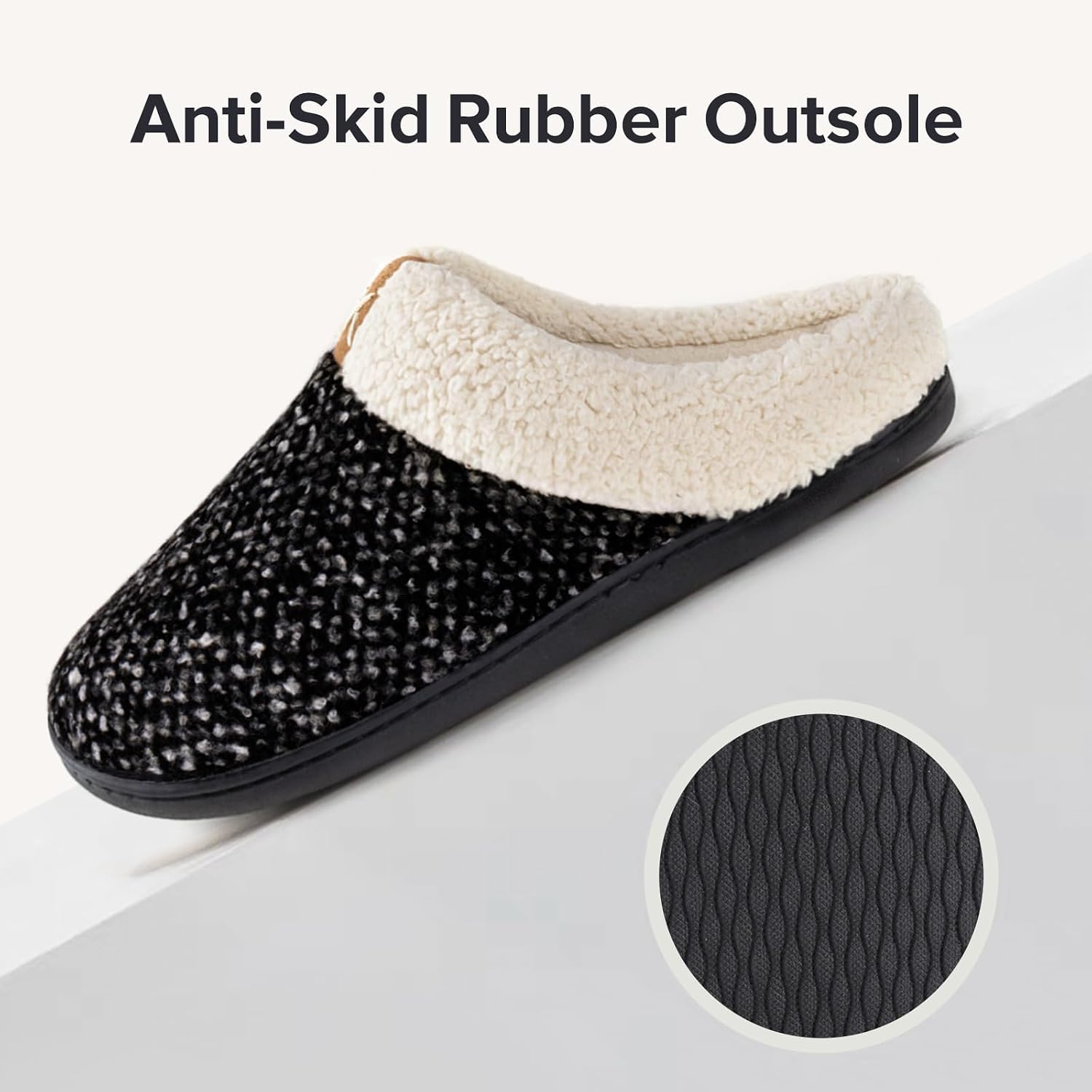 Detalle de ULTRAIDEAS Women's Cozy Memory Foam Slippers with Fleece Lining and Rubber Sole