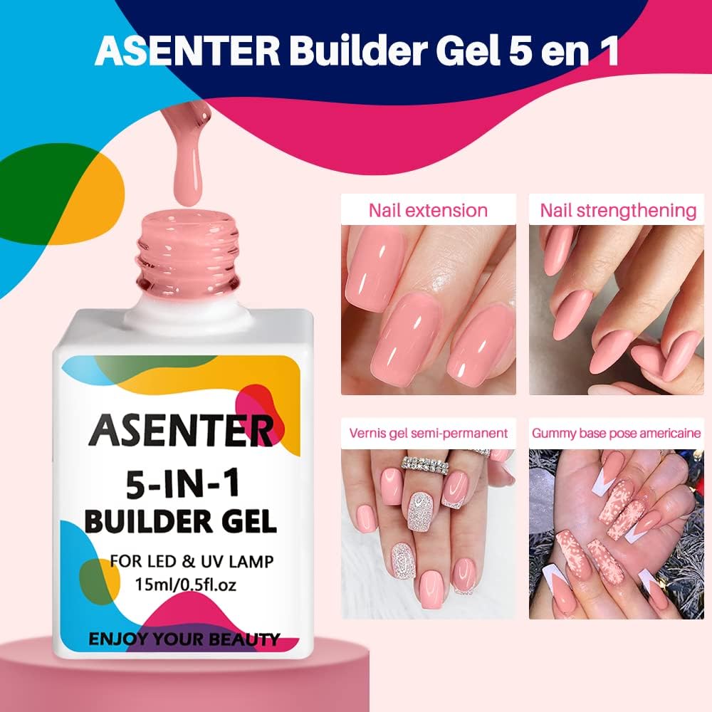 Detalle de ASENTER 5 in 1 Gel Ricostruzione Unghie – Base adesiva e struttura per estensioni