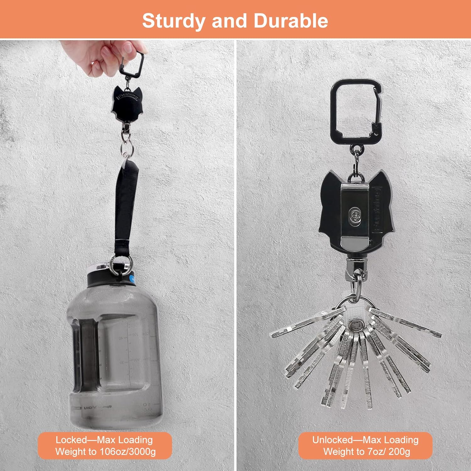 Thumbnail 4 de Retractable Keychain Keyring Heavy Duty – BiaoGan 2 Pack Metal Retractable Badge Holder with 80cm Cord