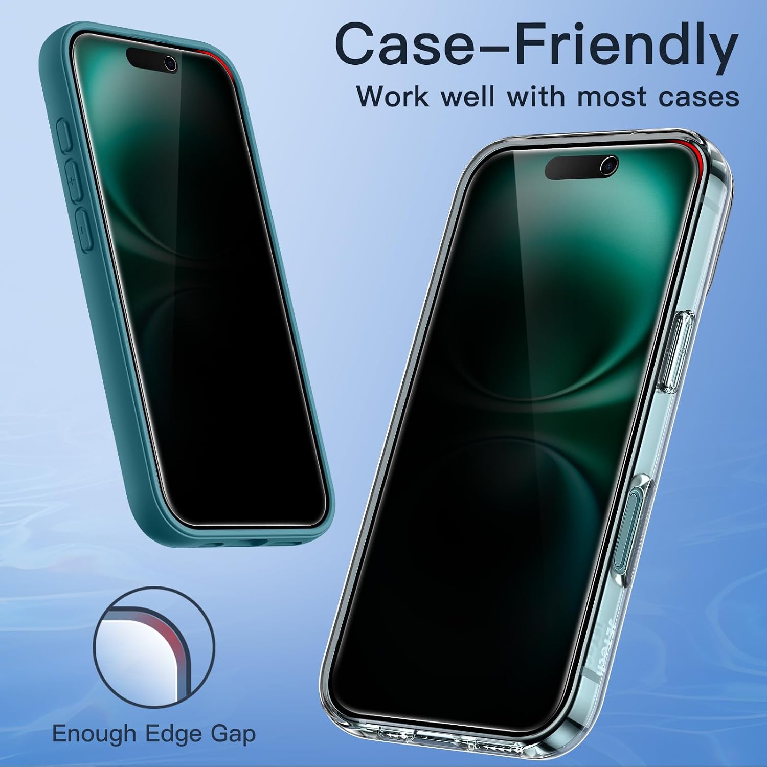 Thumbnail 6 de JETech 1325- Privacy Screen Protector for iPhone 16 Plus, 2-Pack, 9H Glass