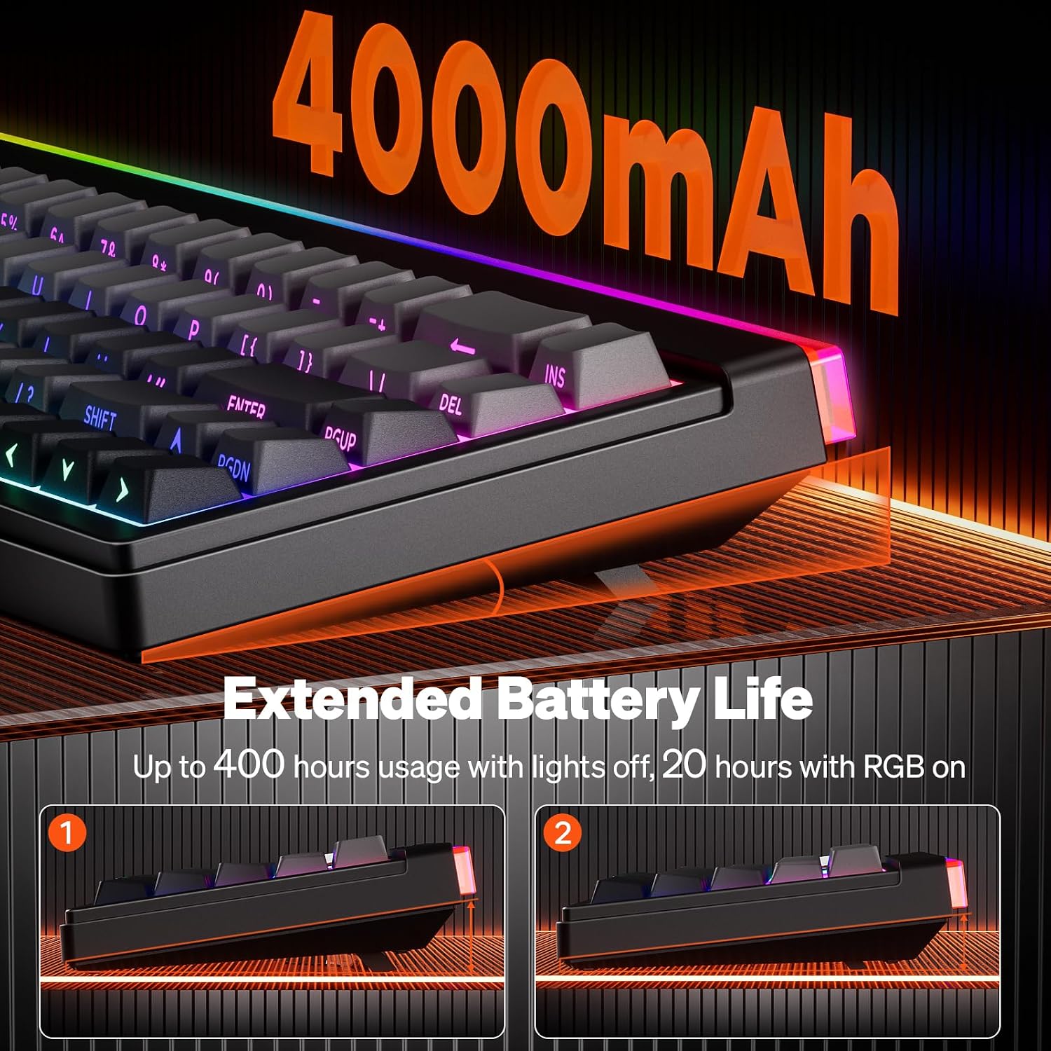 Thumbnail 6 de MEETION Vibekey68 Gaming Keyboard: 68-Key Tri-Mode Membrane Keyboard with RGB Light Bar