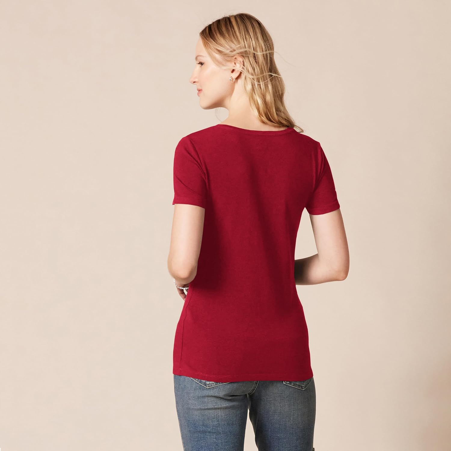 Thumbnail 2 de Amazon Essentials Damen Kurzarm-T-Shirt Regular Fit – Rundhals- oder V-Ausschnitt, Multi-Packs