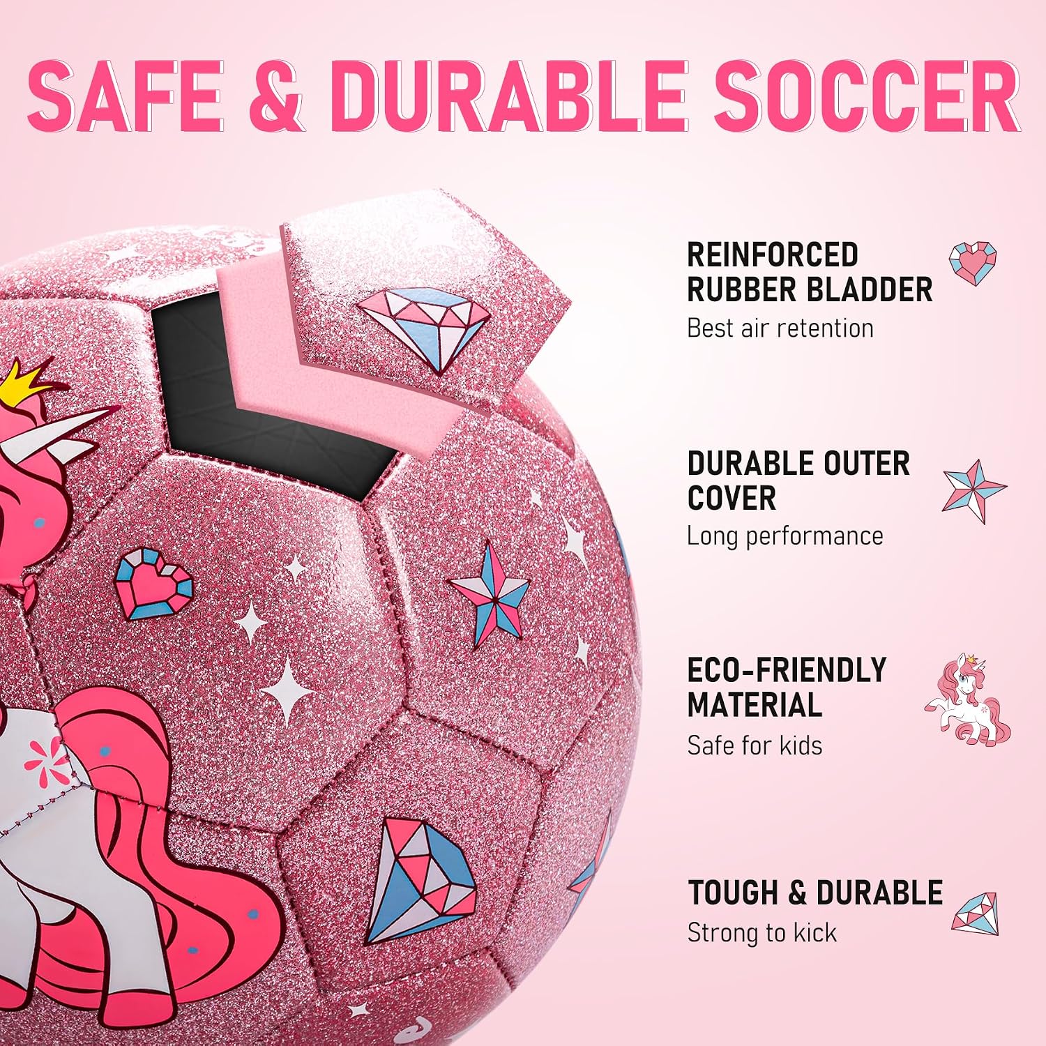 Detalle 2 de U&C Planet Size 3 Football Toddlers Unicorn Football with Pump (Aged 3–8)