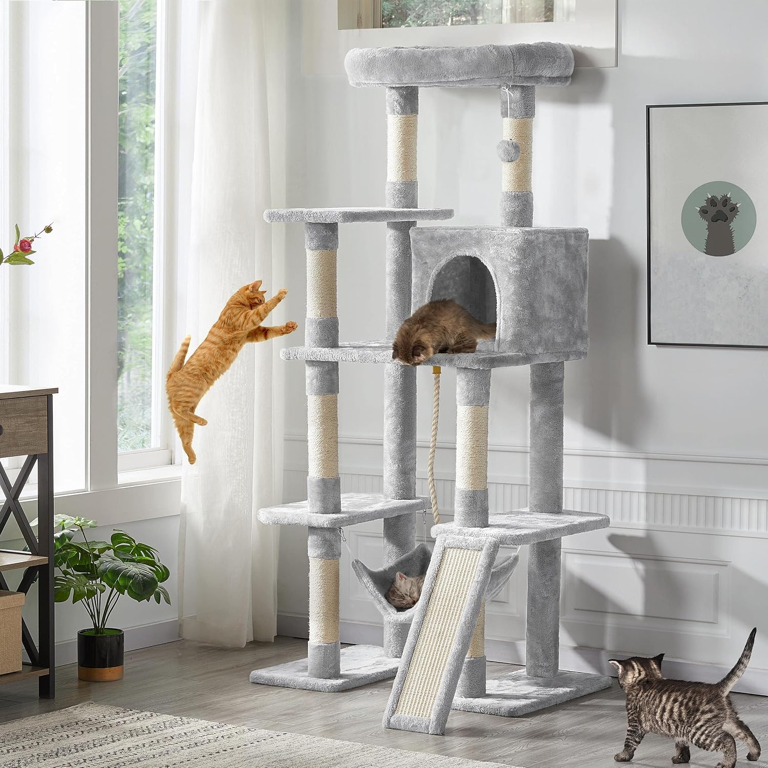 Detalle 2 de Yaheetech Cat Tree 159cm Tall Cat Tower
