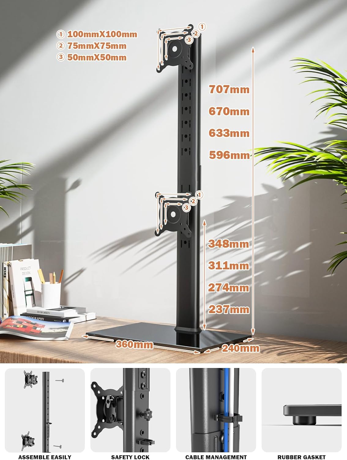 Thumbnail 4 de Hemudu Dual Monitor Ständer 13–34 Zoll