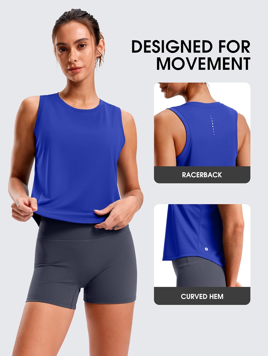 Detalle 2 de SANTINY Cropped Workout Tank Top, Waist-Length