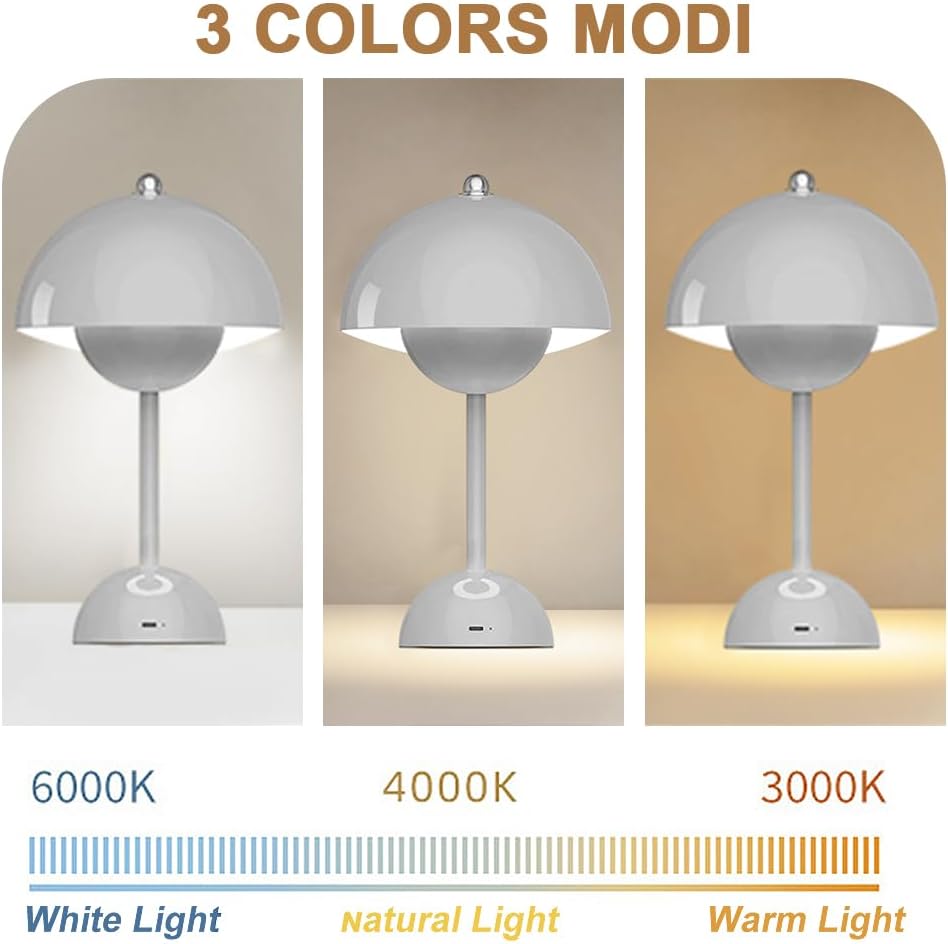 Thumbnail 4 de LOMUG LED Flowerpot Tischlampe (Pilzlampe) mit Touch-Dimmer und 3 Farbmodi, grau