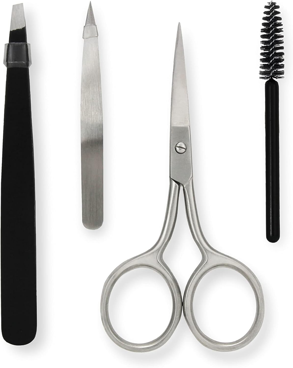 Thumbnail 1 de Amazon Basics 4-Piece Eyebrow Grooming Kit with Scissors, Tweezers, and Spoolie Brush (Black)