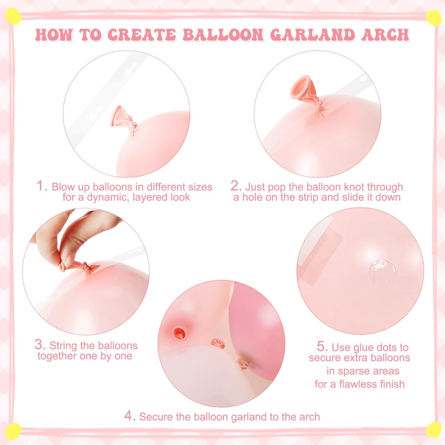Thumbnail 6 de Pink and Yellow Balloon Arch Kit: 124-Piece DIY Garland for Party Decor