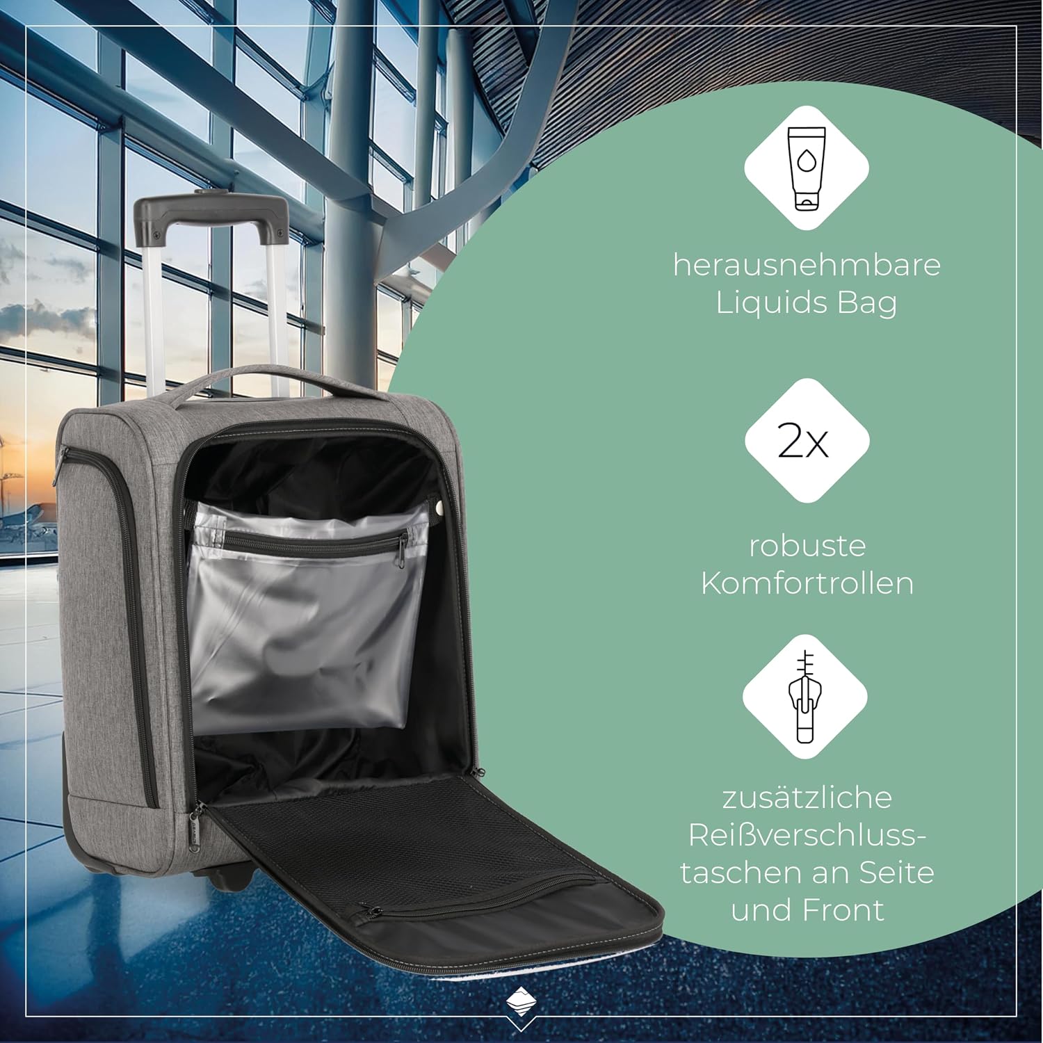 Thumbnail 4 de Travelite Underseat Koffer 43 cm – Leichtes Handgepäck mit Liquids Bag, 28 Liter, 2 Rollen