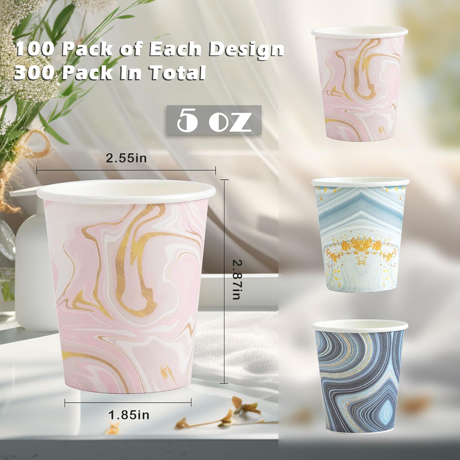 Thumbnail 1 de BYSNOW 5 oz Paper Cups (300 Pack) — European-Style Small Cups for Bathroom, Mouthwash, Espresso, and Snacks