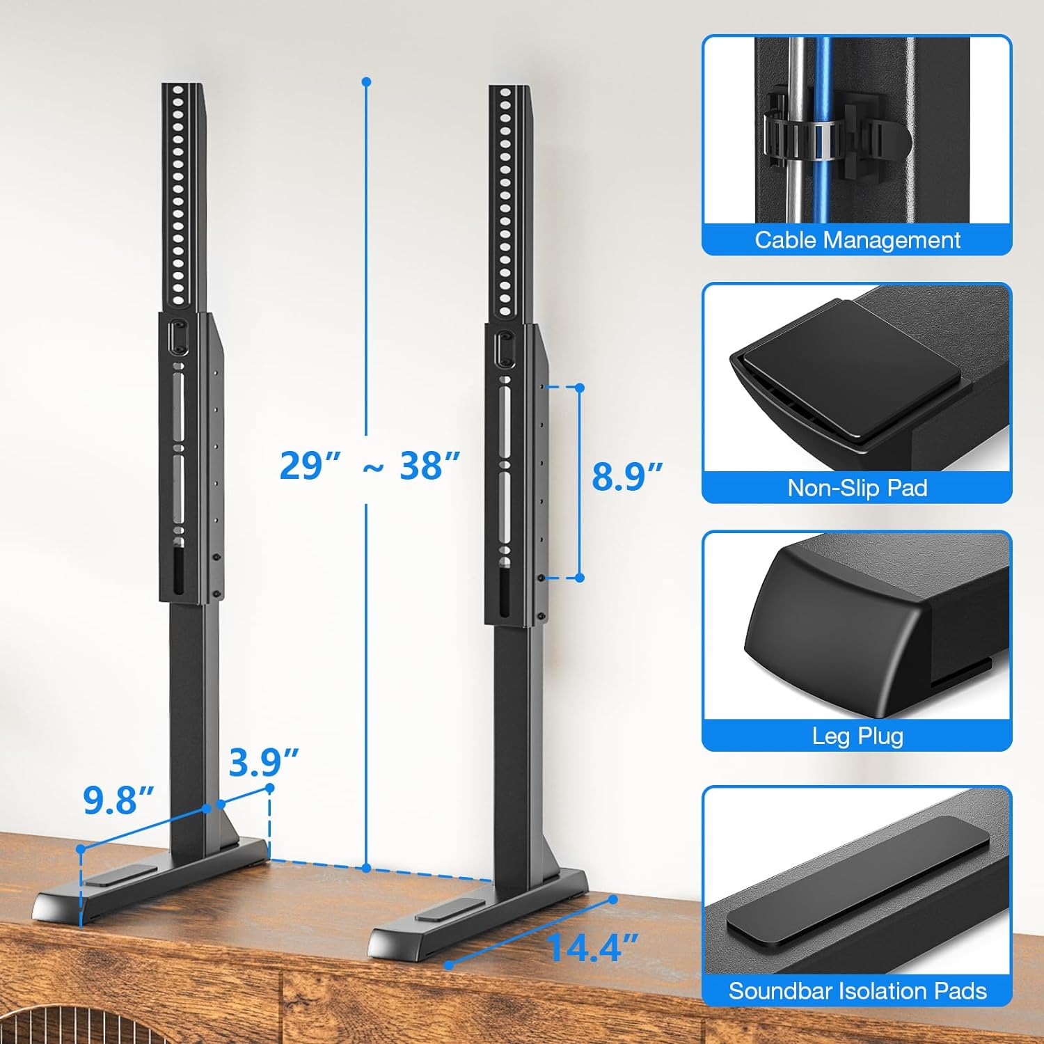 Detalle 2 de Rfiver Universal TV Legs Tabletop Stand, Height-Adjustable Steel Base