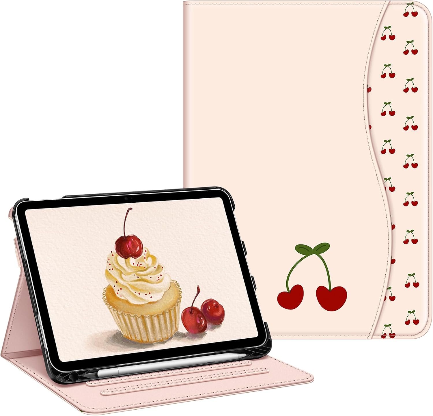 Detalle de FINTIE fodral för iPad 10:e generationen med ställ, pennhållare och kortficka