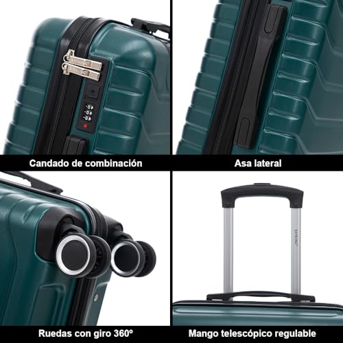 Detalle de RAYKONG Maleta Cabina 55x40x20 cm (40 L) ABS+Policarbonato: ligera, semirígida y con 4 ruedas 360°