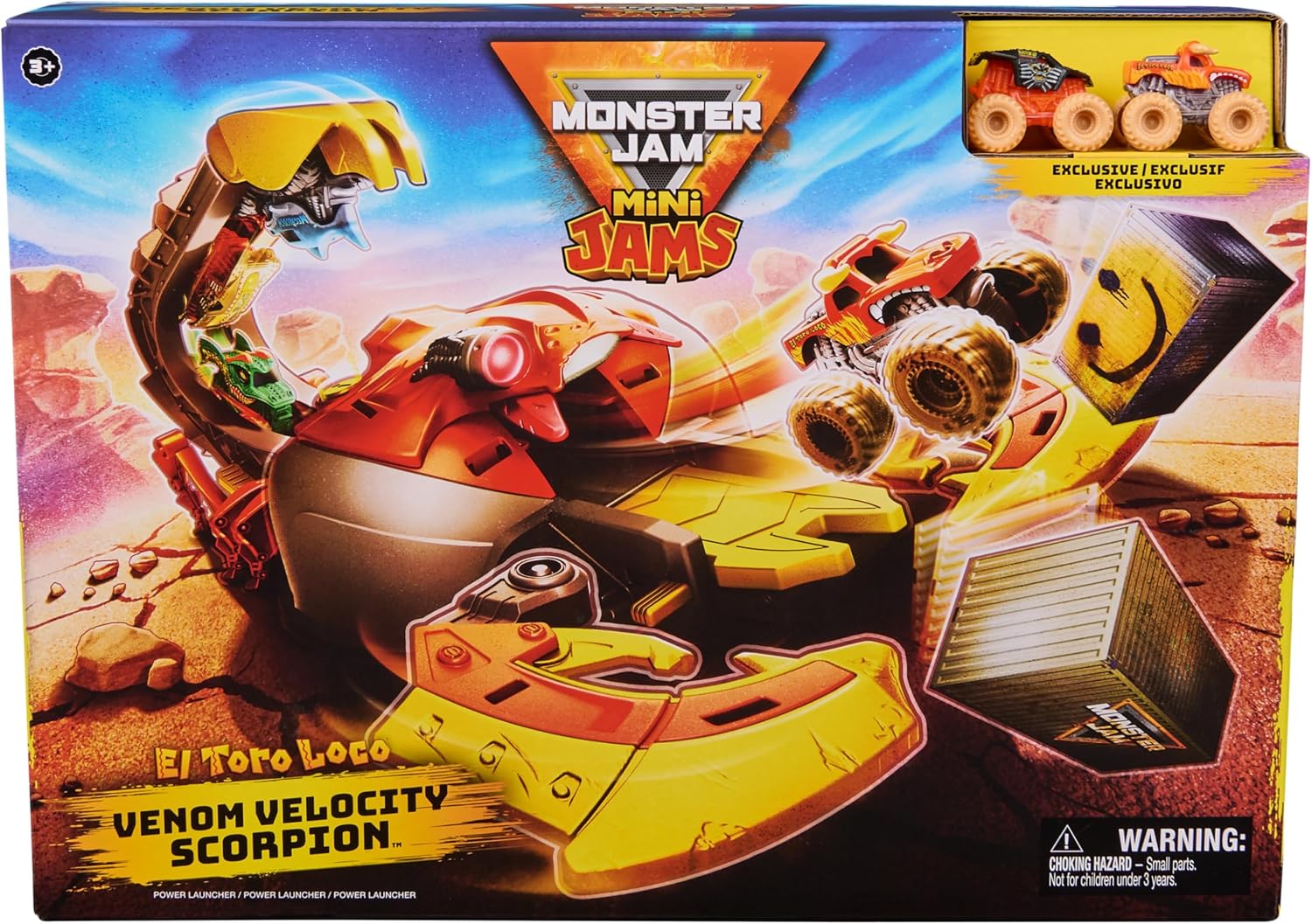 Detalle de Monster Jam Mini Jams Coffret 2 mini-monster trucks El Toro Loco Venom Velocity Scorpion et Max-D (1:87)