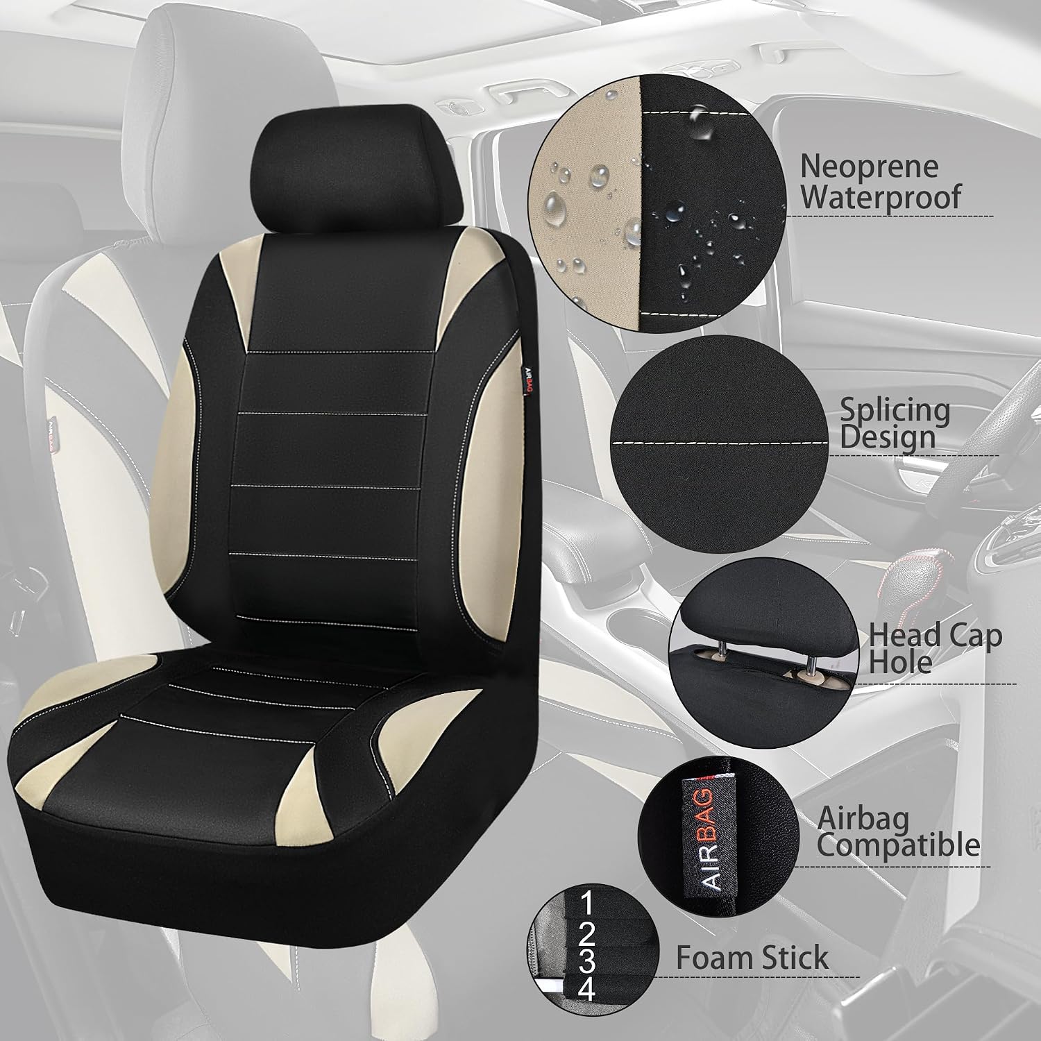 Thumbnail 4 de CAR PASS Waterproof Car Seat Covers 5mm EVA