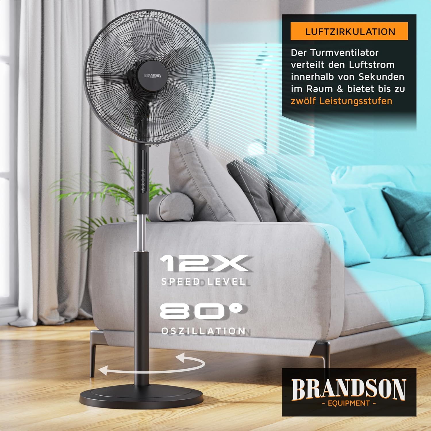 Thumbnail 4 de Brandson DC Standventilator Energiesparend ECO – leise, flexibel und effizient