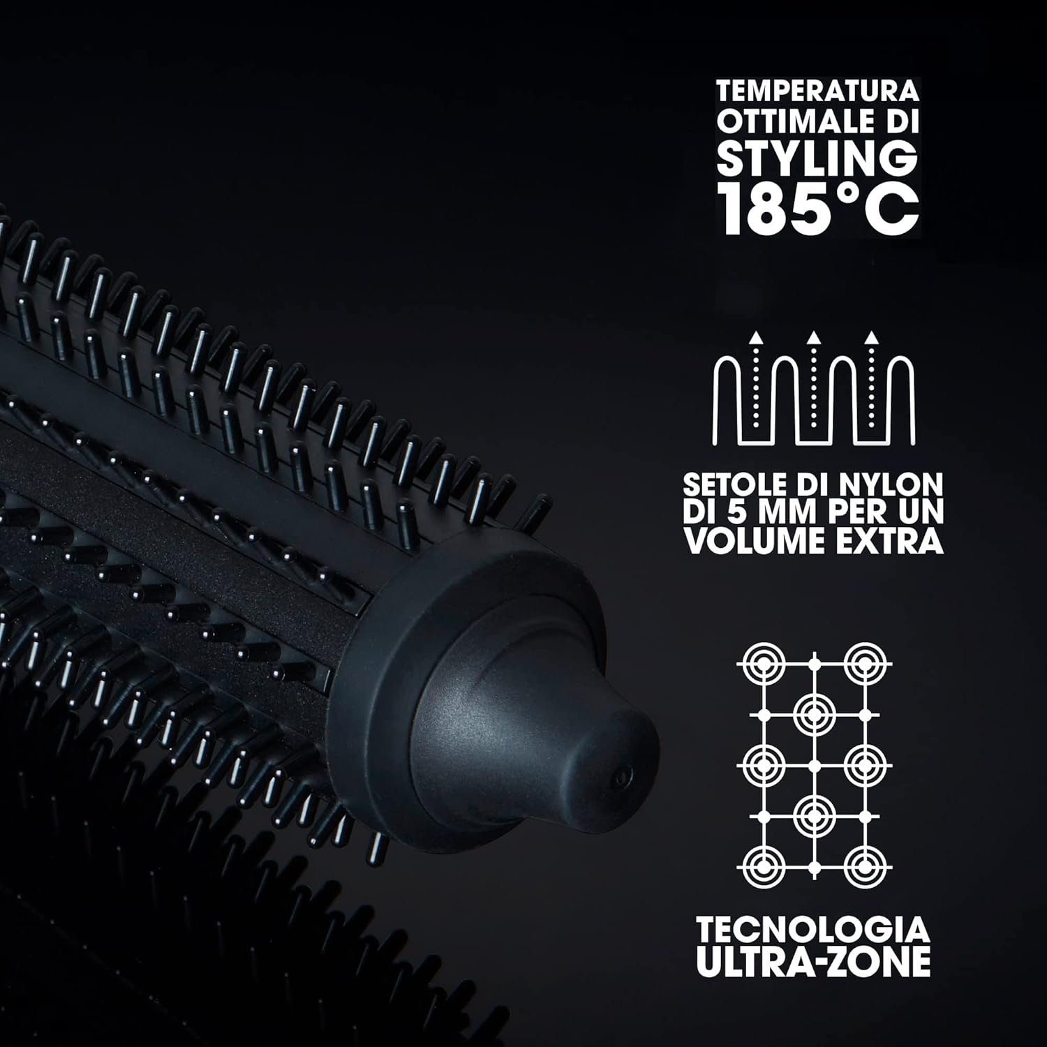 Detalle 1 de ghd Rise – Spazzola Elettrica Volumizzante 3D Smart 185°C, Nero