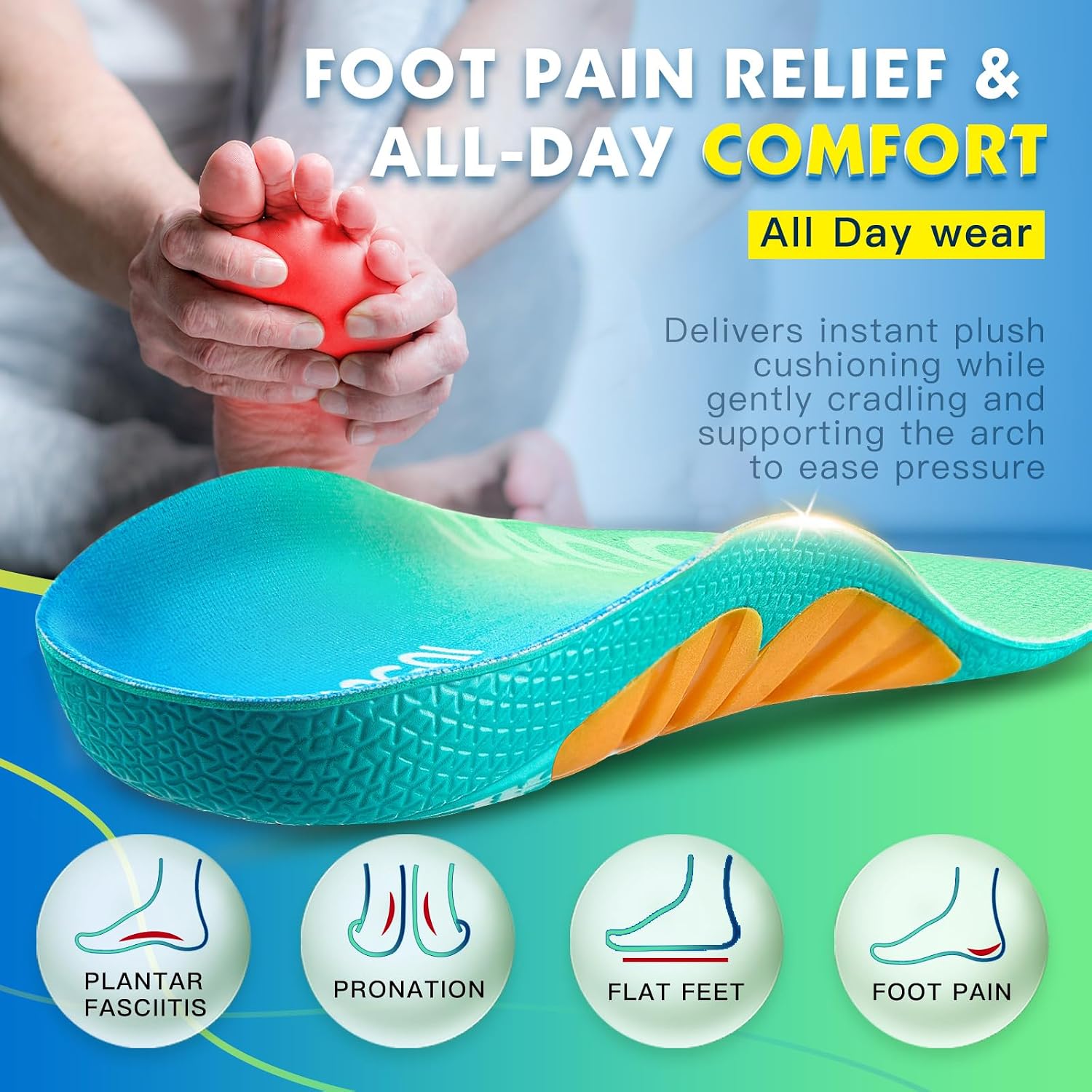 Thumbnail 2 de 3ANGNI Comfort Arch Support Insoles: Orthotic Shoe Inserts for Foot Pain Relief