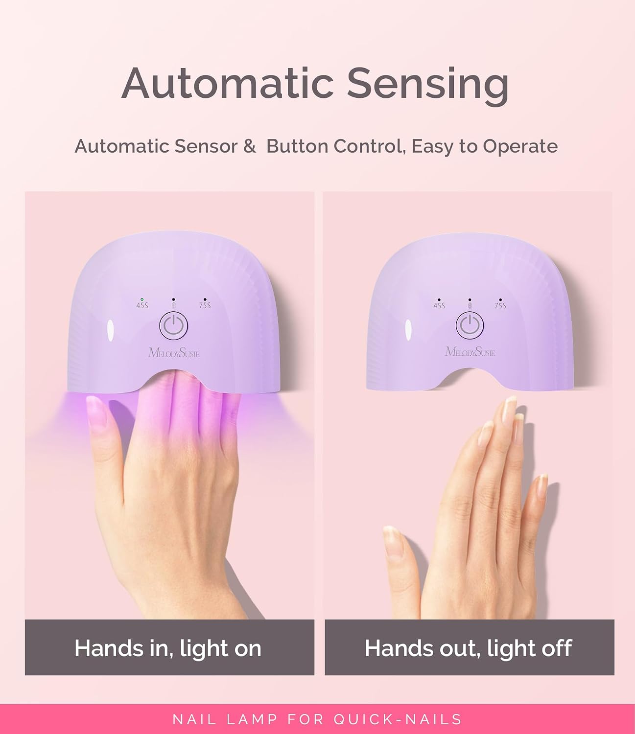 Detalle de MelodySusie ART06G Mini UV-Lampe für Gelnägel (6 W, wiederaufladbar) – kompakt mit Timer
