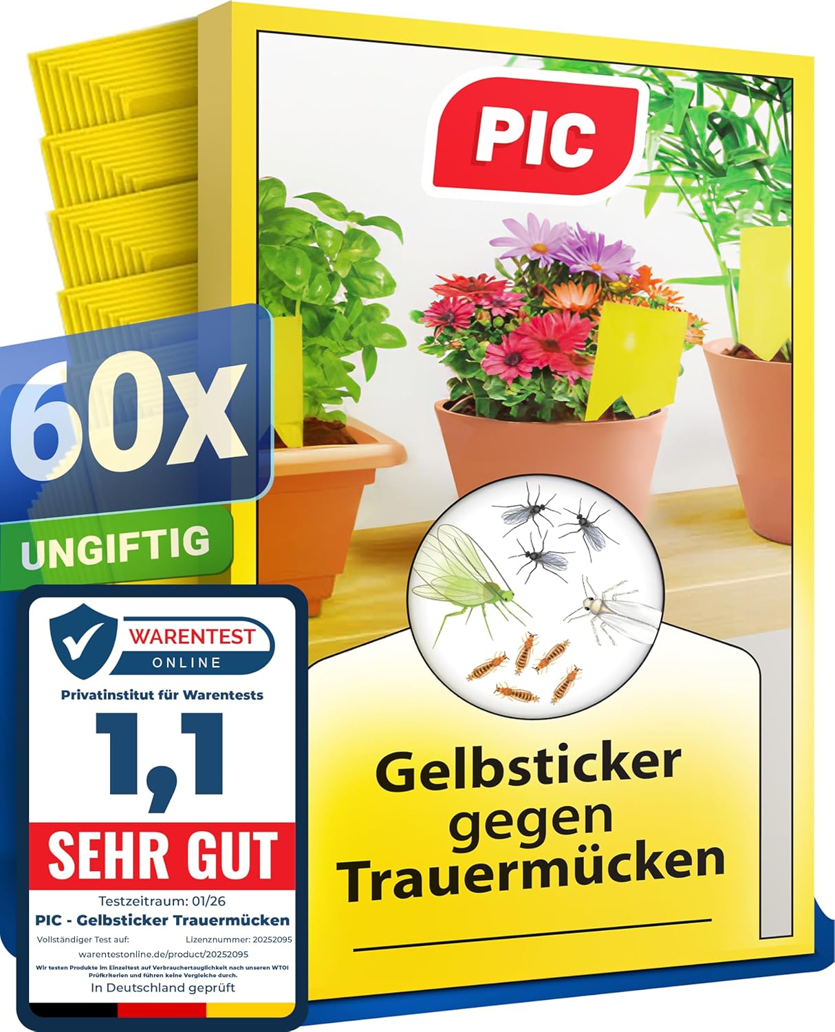 PIC Gelbsticker 60x Gelbtafeln gegen Trauermücken 🪰