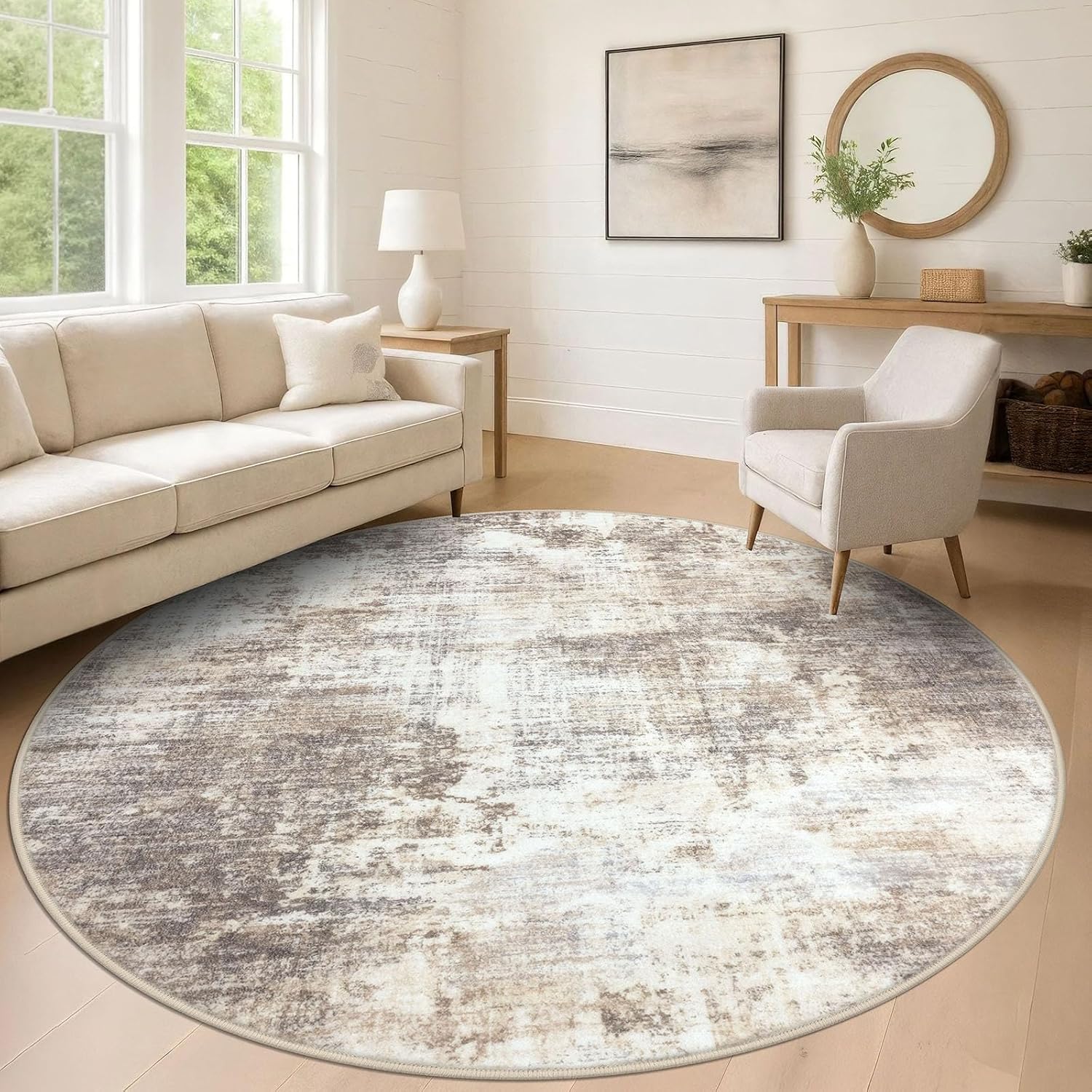 Detalle de IOHOUZE Abstract Round Rug 8 Ft