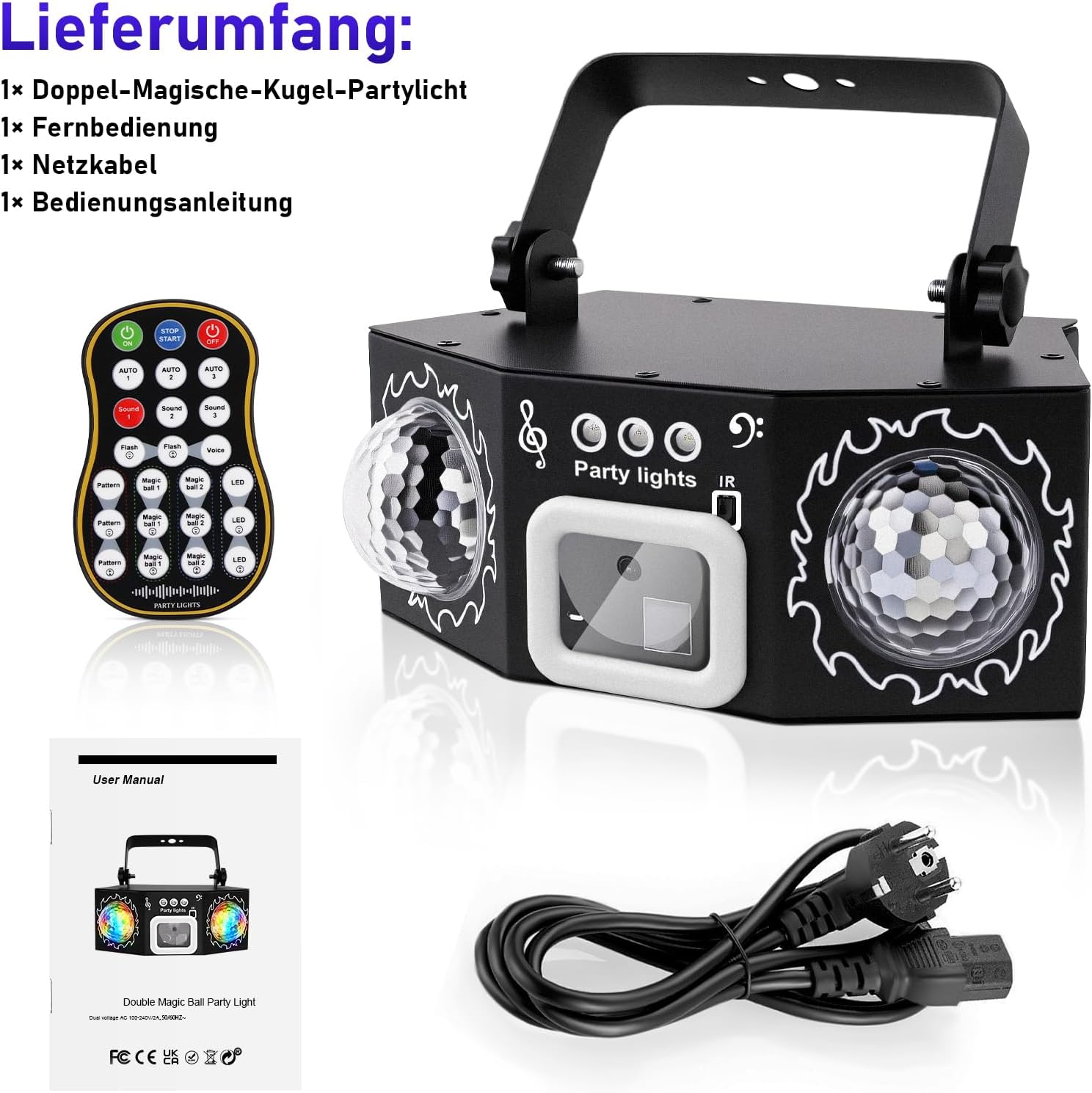 Thumbnail 6 de Vicalo Discolicht Dual Disco Bälle RGB – Sound-aktivierte Partybeleuchtung für DJ, Club & Events