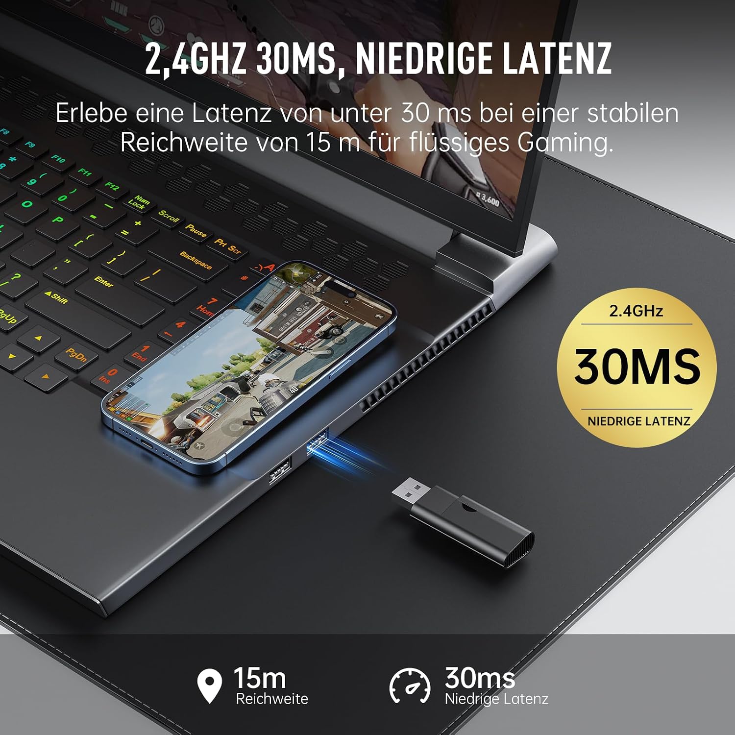 Detalle de EKSA 2,4GHz Wireless Gaming Headset mit Mikrofon (PS5/PS4, PC, Switch, Mac) & Bluetooth 5.4 – 169 g, Typ-C, bis zu 35 h