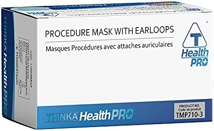 Detalle de THINKA Procedure Mask, 50-Pack, ASTM Level 1, Blue with Ear Loops