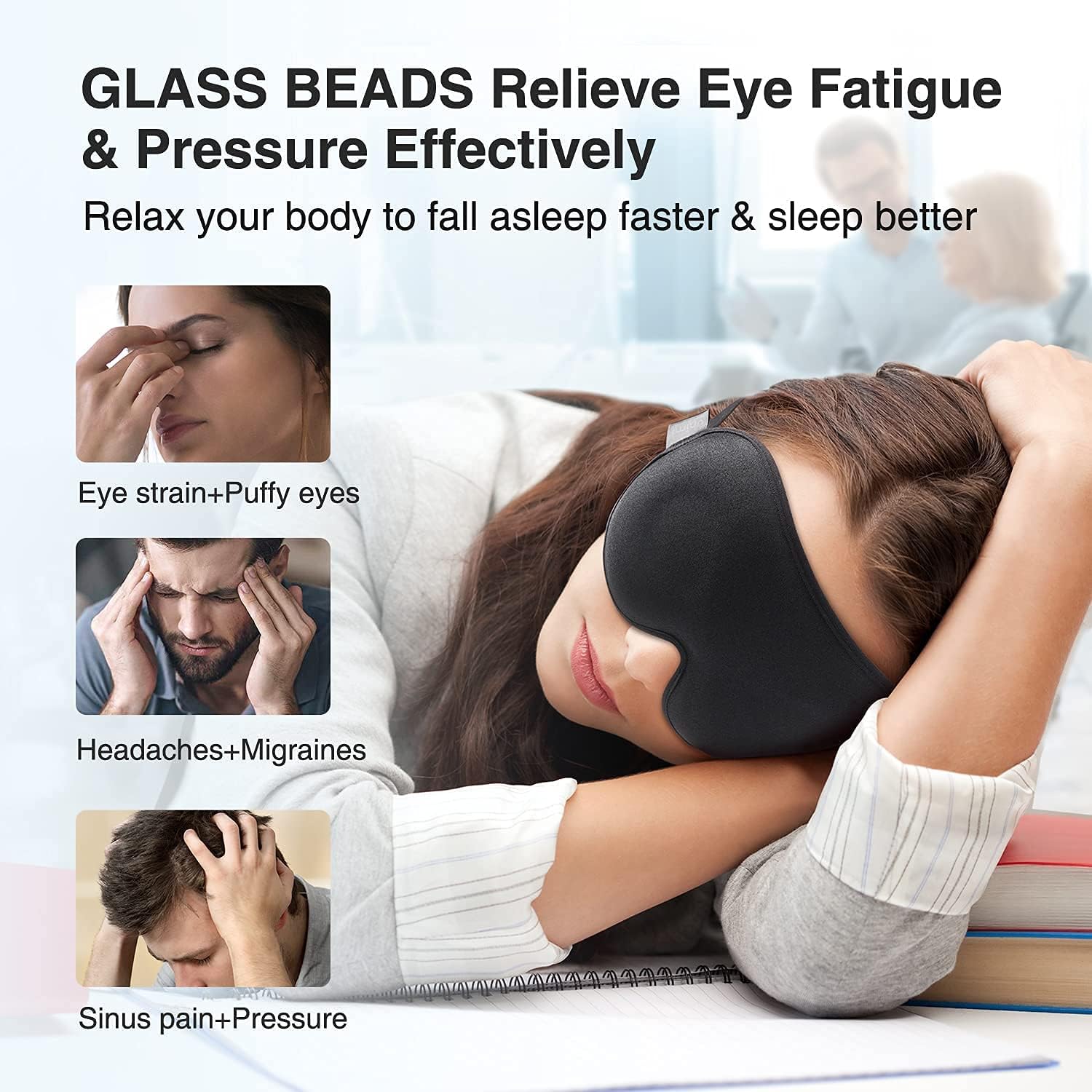 Detalle de YFONG Weighted Sleep Mask 120g for Travel 😴