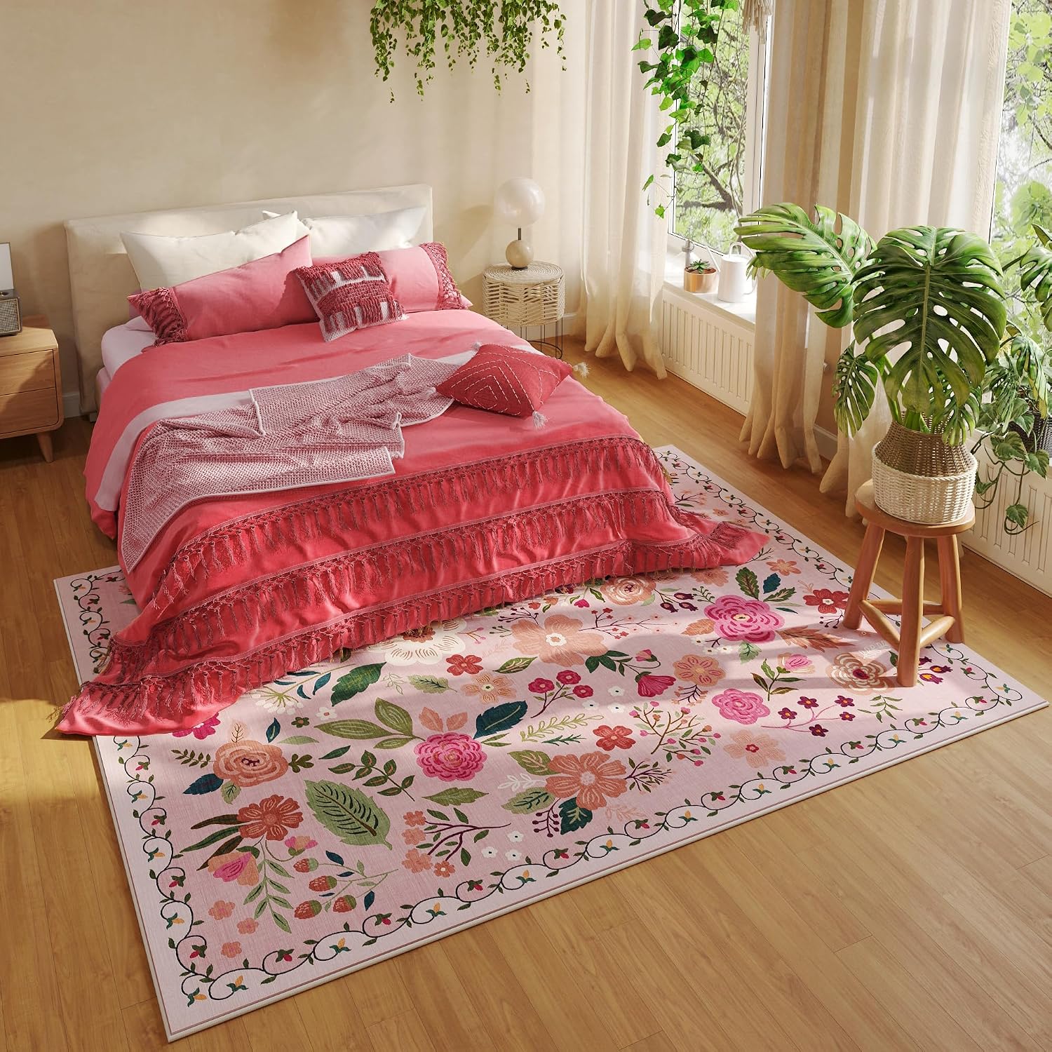 Thumbnail 4 de Rugcomf 8x10 Area Rug: Vintage Boho Style, Non-Slip, Washable for Living Room