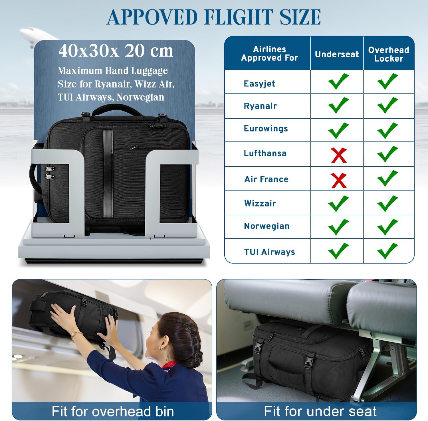Thumbnail 2 de VSNOON Ryanair 40x30x20 24L cabin backpack