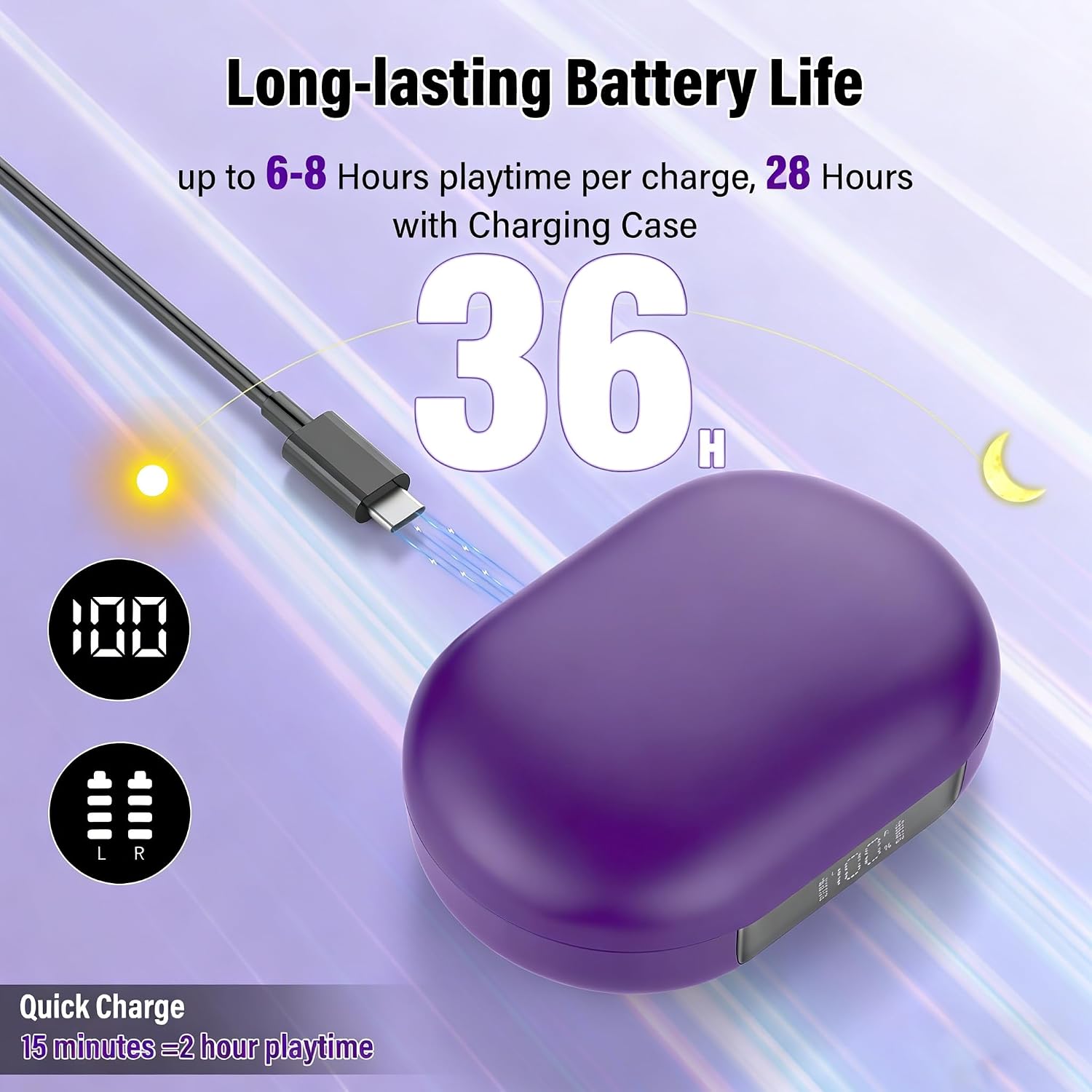 Detalle de Open Ear Headphones 2026: Over-Ear Earbuds with 4 Noise-Canceling Mics and 36H Battery