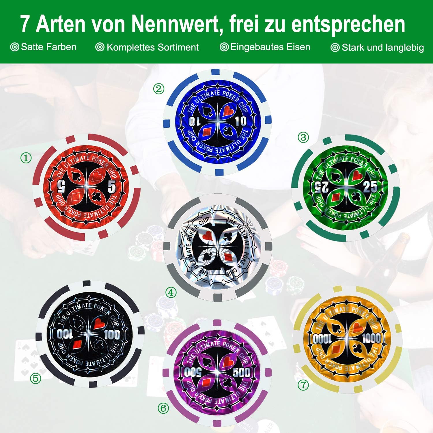 Detalle de UISEBRT Pokerkoffer Set 500 Chips