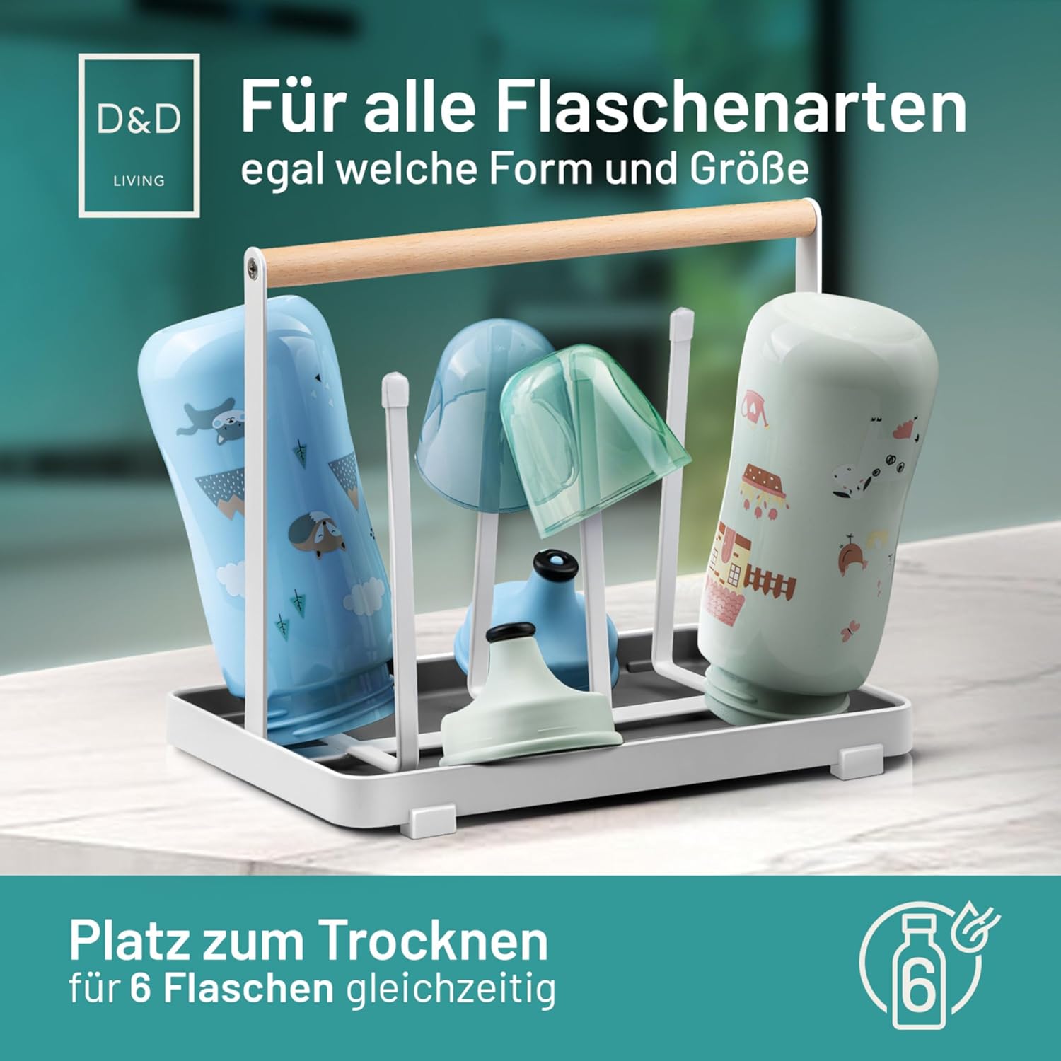 Thumbnail 1 de D&D Living All-in-One Flaschenhalter für SodaStream – Universal-Flaschentrockner aus Metall, Schwarz