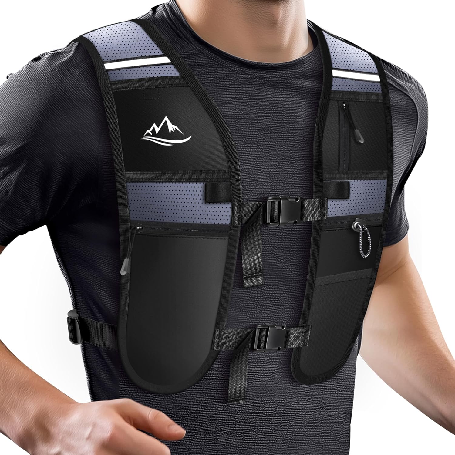 Detalle de Rolgno Running Vest: Lightweight Reflective Hydration Vest with 2L Compartment