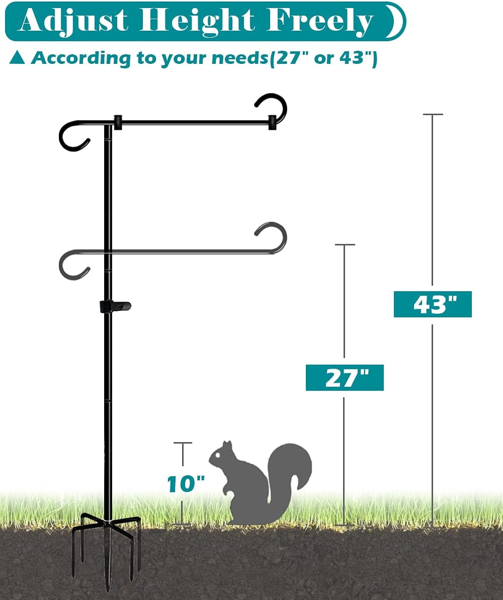 Detalle de Koutemie 49-Inch Garden Flag Stand, Adjustable 33 or 49 Inches, 5-Prong Base