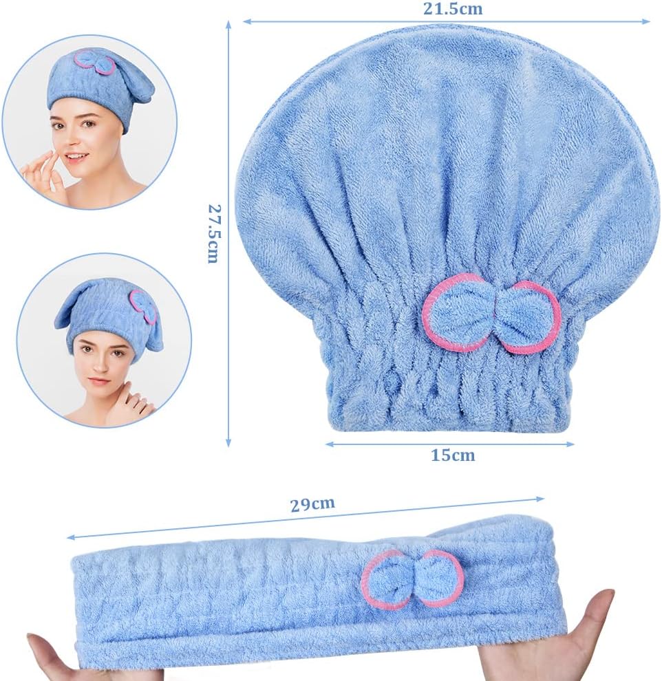 Detalle 2 de ACWOO hårturban i mikrofiber, 3-pack med knapp och snabbtorkande material