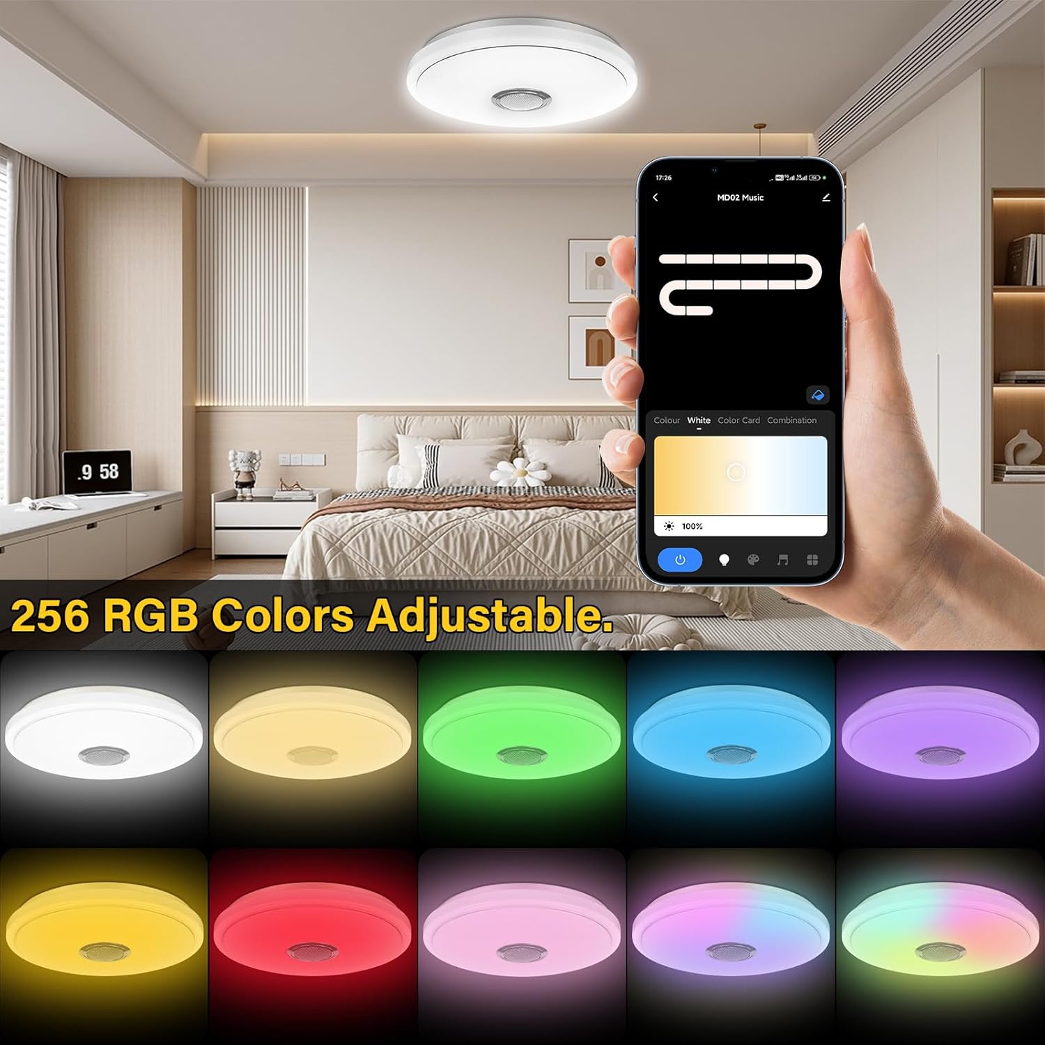 Thumbnail 3 de OGVDOE Lámpara techo LED 60W RGB con altavoz