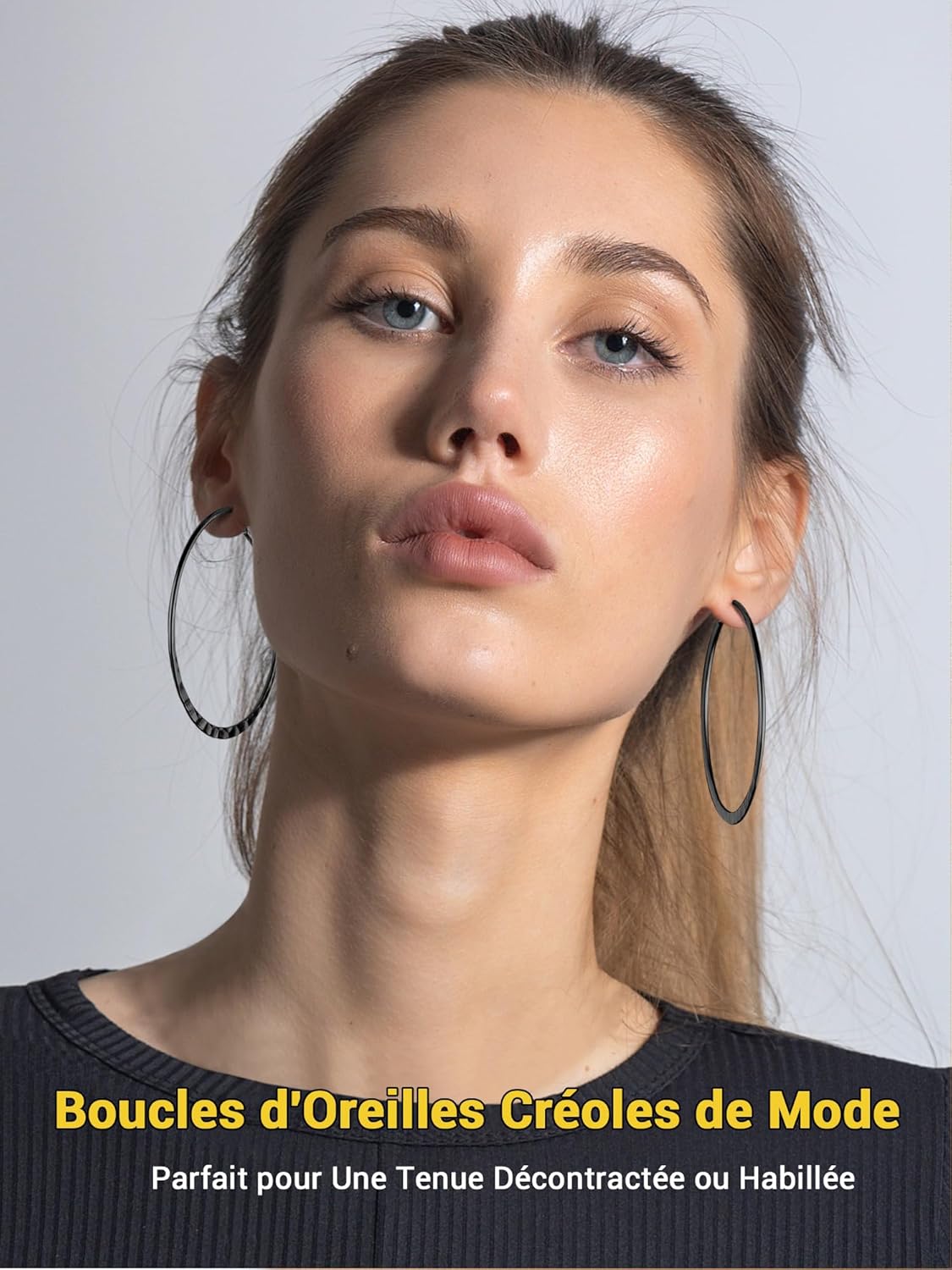 Thumbnail 1 de PROSTEEL Boucles d’oreilles créoles femme en acier inoxydable (30/40/60/80 mm) – anneau plat