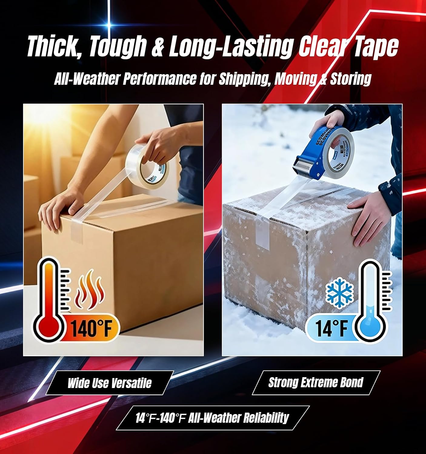 Detalle de Scowyking Clear Packing Tape Refills, 6 Rolls, 2.7 Mil, 2" × 68 Yd