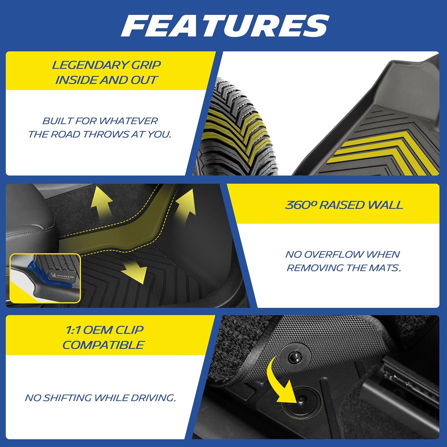 Detalle de Michelin Premier Series All-Weather Floor Mats for 2027 Kia Telluride (7 & 8 Seats) - Custom Fit